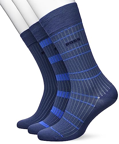 BOSS Męskie skarpety 3P RS Fine Rib CC Regular Socks, Open Blue, 40-46, Open Blue, 46 EU