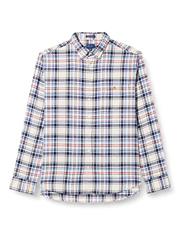 GANT Męska koszula REG UT Twill Check Shirt z kołnierzykiem typu button-down, putty, standardowa