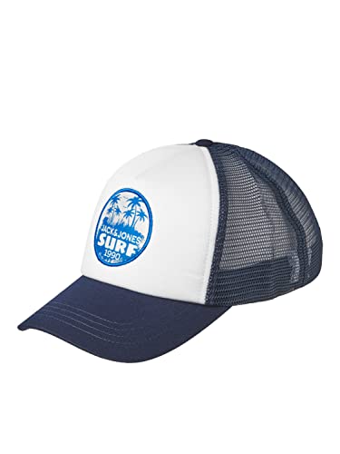 JACK & JONES Męska czapka Jacbyron Surf Trucker Cap Kapelusz, biała, One Size, biały, jeden rozmiar