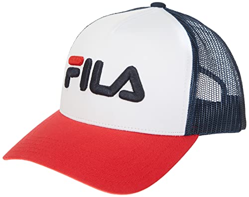 FILA Unisex Beppu Linear Logo Snap Back czapka baseballowa, True Red-Bright White-Medieval Blue