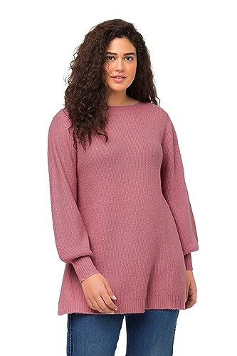 Ulla Popken Damski sweter z dekoltem w łódkę, malinowy, 46/48