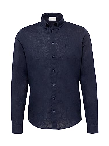 CASUAL FRIDAY Męska koszula CFAnton 0053 BD LS Linen Mix Shirt koszula męska, 194013_ciemna granatowa, S, 194013_dark Navy, S