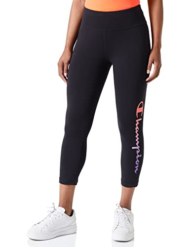 Champion Damskie legginsy Athletic C-Sport Quick Dry Big Logo High Waist Capri, Odcień czarny, S