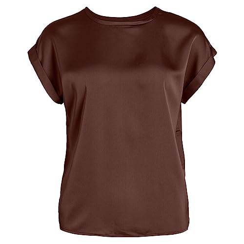 Vila Satynowy top z różnych rozmiarów S/S - NOOS, Shaved Chocolate, 34
