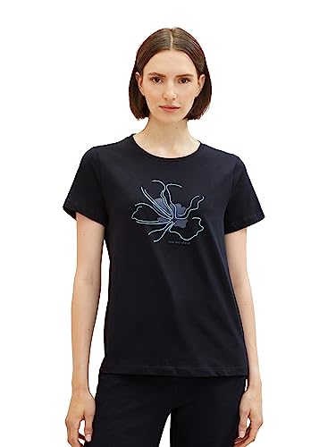 T-shirt damski TOM TAILOR z nadrukiem, 10668-niebieski kapitan nieba, M