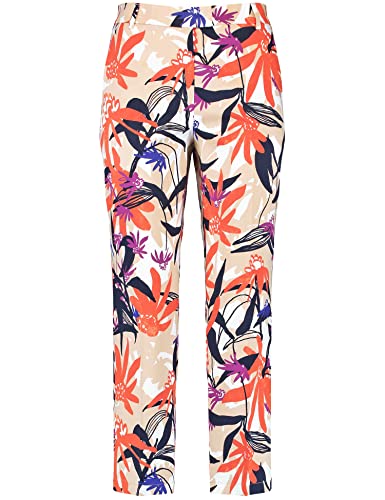 Gerry Weber Damskie spodnie 120034-31293, ecru/biały/czerwony/pomarańczowy, 44, Ecru/biały/czerwony/pomarańczowy nadruk, 44