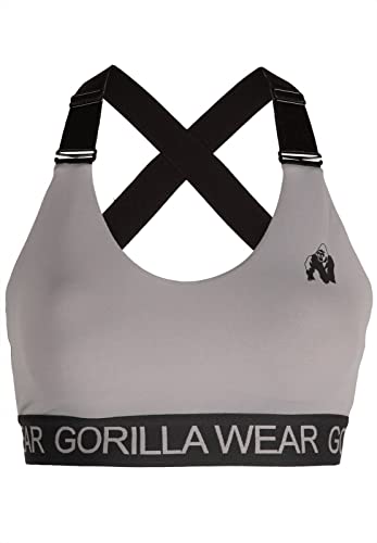 Gorilla Wear - Biustonosz sportowy Colby Sports – czarny – sportowy biustonosz kulturystyka, fitness, Tight Fit, górna część bielizna, mocne trzymanie, joga, na co dzień, biustonosz, szary, XL