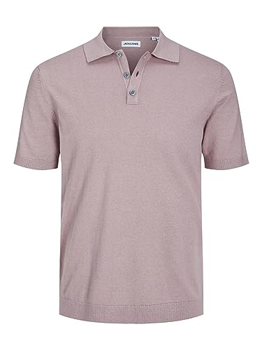 JACK & JONES Jjeemil Knit Polo S/S Sn sweter męski, Deauville Mauve, S