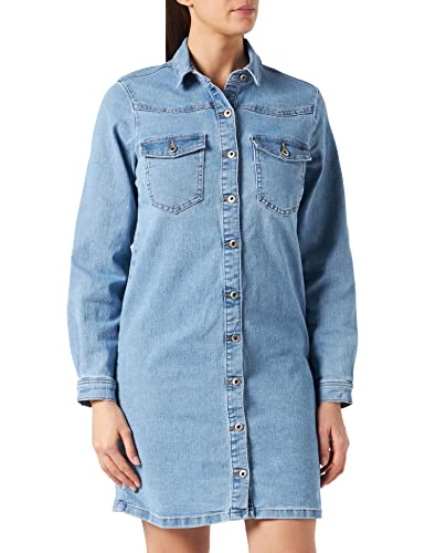 PIECES Damska sukienka dżinsowa mini, jasnoniebieski (light blue denim), S