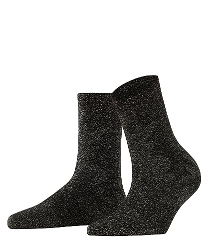 FALKE Damskie skarpety Fenstive Canvas miękkie, oddychające, półwysokie ze wzorem 1 para skarpet, czarne (Bl/Silver 3103), 39-42