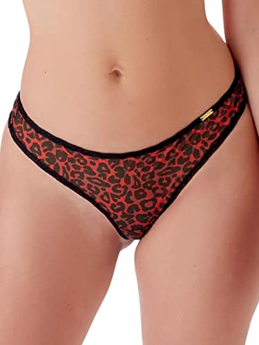 Gossard Glossies Leopard 13106-BKR damskie czarno-czerwone stringi, Czarny / Czerwony, S