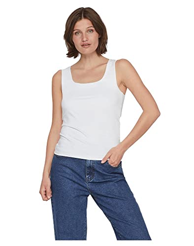 Vila Damski tank top Vikenza O-Neck S/L Tank Top Noos, Optyczny Snow, L