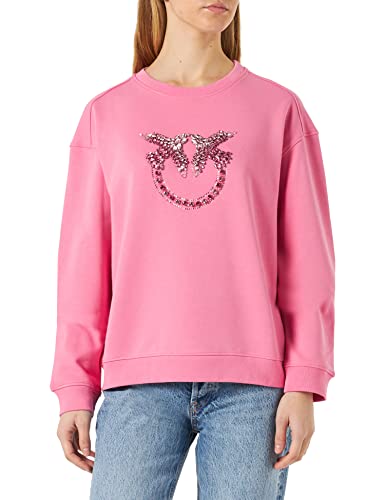 Pinko Damska koszulka z logo Nelly Maglia Felpa RICAMA Henley, N50_ROSA-CONVOLVOLO, M, N50_rosa-convolo, M