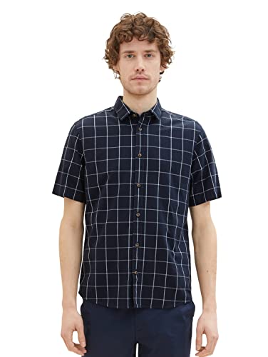 TOM TAILOR Męska koszula 1036220, 31791-Navy Check, XXL, 31791 – Navy Check, XXL