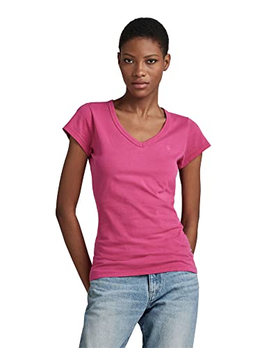 G-STAR RAW Damska koszulka Eyben Stripe Slim V-Neck Top, różowy (Fukssia Red Gd B059-d827), XS