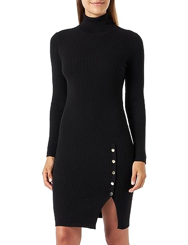 Bestseller A/S Damska sukienka VMABA LS Rollnck z guzikami REP GA Boo, czarna, XS, Schwarz, XS