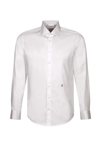 Seidensticker Męska koszula slim fit z długim rękawem, biały, 39