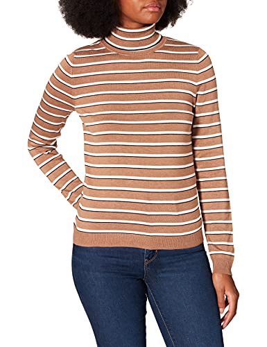 GERRY WEBER Damski sweter z golfem, brązowy/ecru/białe prążki, 36, Brązowy/ecru/biały kółko, 36