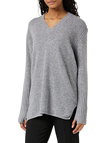 United Colors of Benetton Damski sweter z dekoltem w serek M/L 1244d400m, szary melanż 72d, L