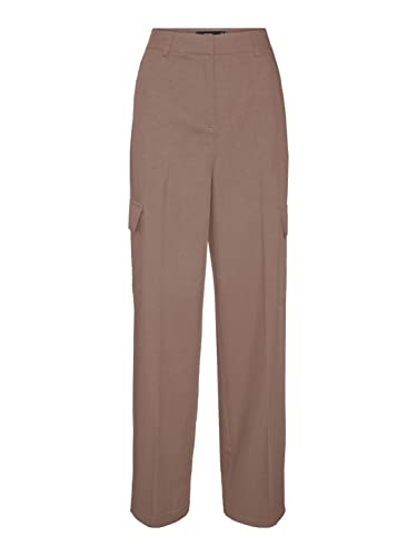 Bestseller A/S Damskie spodnie VMZELDA HR Straight Cargo Pant NOOS, brązowe Lentil, 36/30, Brown Lentil, 36W / 30L