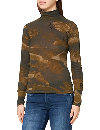 G-STAR RAW Slim Żółw Neck Długi Rękaw Koszulka damska, Wiele kolorów (Cavalry Water Text Camo C565-c815), XS