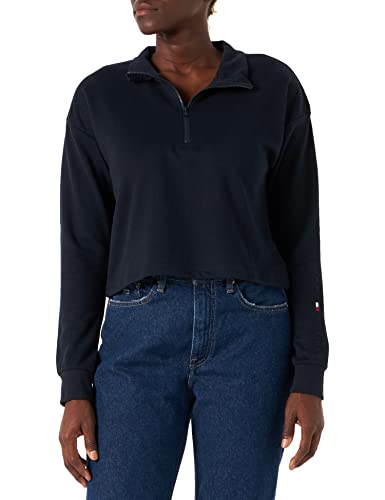 Tommy Hilfiger Damska bluzka z zamkiem błyskawicznym do połowy ciężkie dzianiny, pustynne niebo, L, Pustynne niebo, L