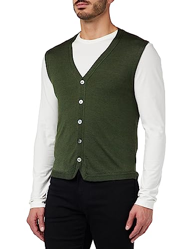 Hackett London Męski sweter kardigan GMD Merino Silk SL CDI, brązowy (Khaki), 3XL, Brązowy (khaki), 3XL