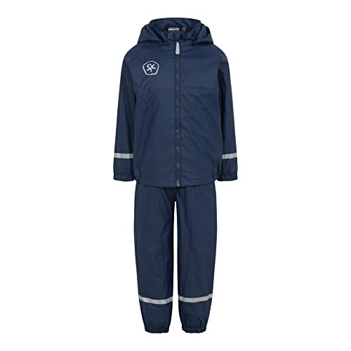 Color Kids Unisex Kids Set-PU withfleece Lining Rain Jacket, Dress Blues, 128