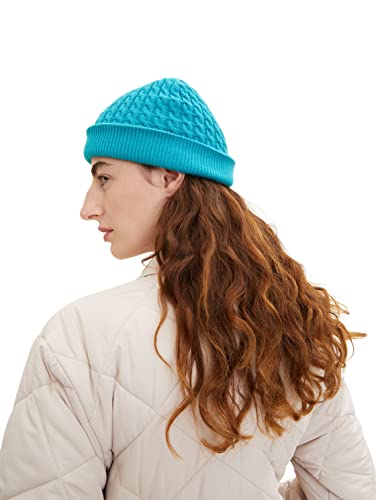 TOM TAILOR Damski Czapka z dzianiny Basic 1032648, 30014 - Teal Blue, ONESIZE