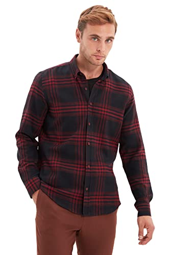 Trendyol Męska koszula męska, krój slim fit Collar Shirt, S