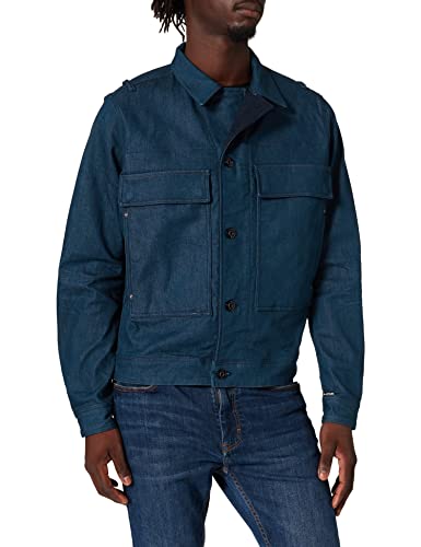 G-STAR RAW Męska kurtka dżinsowa z klapką, niebieski (3D Raw Denim C829-1241), M
