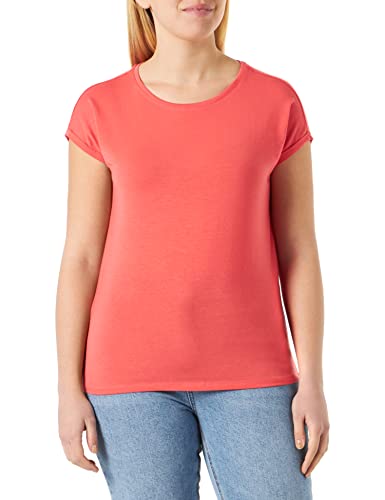 VERO MODA Women's VMAVA Plain SS GAJRS NOOS Top, Sun Kissed Coral, M, Sun Kissed Coral, M