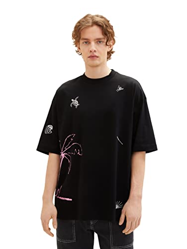 TOM TAILOR Denim Koszulka męska 1036483, 2999, czarna, XL, 2999 - Black, XL