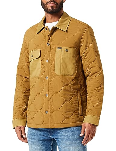 Lee Męska kurtka pikowana, overshirt, brązowy, XL