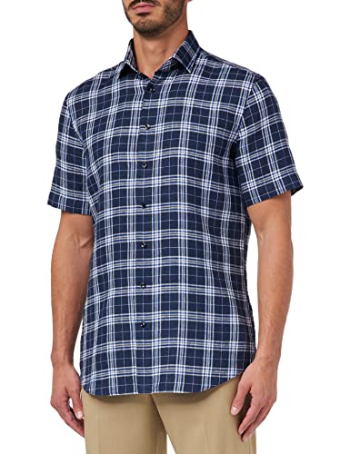 Seidensticker Męska koszula z krótkim rękawem, niebieska, 46, niebieski, 46