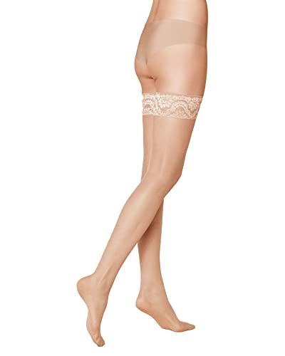 KUNERT Damskie pończochy samonośne, beżowy, Small