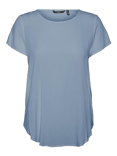 Vero Moda Vmbecca Plain Ss Top Noos Top Kobiety, Niebieski chiński, S
