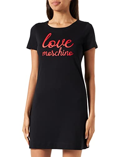 Love Moschino Damska sukienka z krótkim rękawem, czarna, rozmiar 38 (DE), czarny, 38