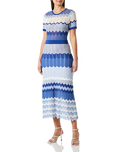 Morgan Damska sukienka sweter z nadrukiem szewronu RMRAYA Medium Blue TM, Niebieski indygo, M