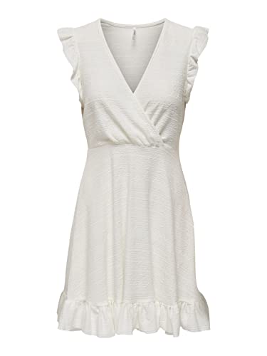 A/S damska sukienka ONLCILIA S/L Frill WRAP sukienka JRS, Cloud Dancer, S