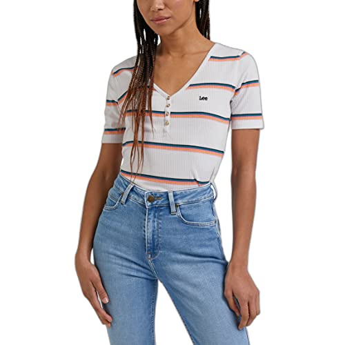 Lee Damska koszulka z henley, ecru, rozmiar S, beżowy, S