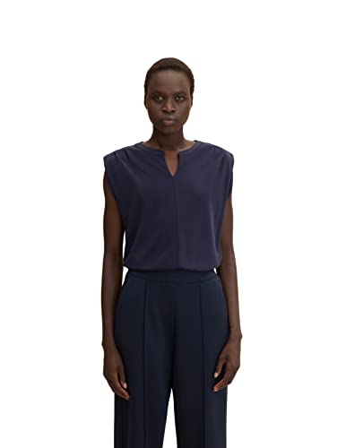 TOM TAILOR Damski Top z poduszkami na ramionach 1033079, 30025 - Navy Midnight Blue, L