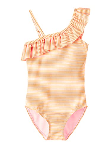 NAME IT Nkfziline kostium kąpielowy dla dziewcząt, pomarańczowy (Orange Pop), 110/116 cm