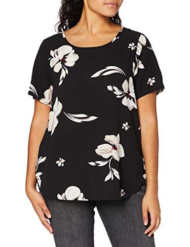 Only Carmakoma Carvica Ss AOP Top Noos T-Shirt damski, Black Aop: kwiat kwiatu, 52