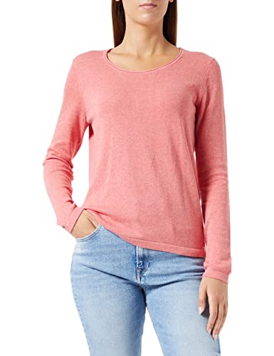 TOM TAILOR Damski Sweter z dzianiny bawełnianej 1023926, 30264 - Smooth Papaya Red Melange, 3XL