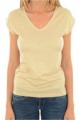 ONLY T-shirt damski Onlsilvery S/S V Neck Lurex Top JRS Noos, Złoty (Gold Colour Gold Colour), L