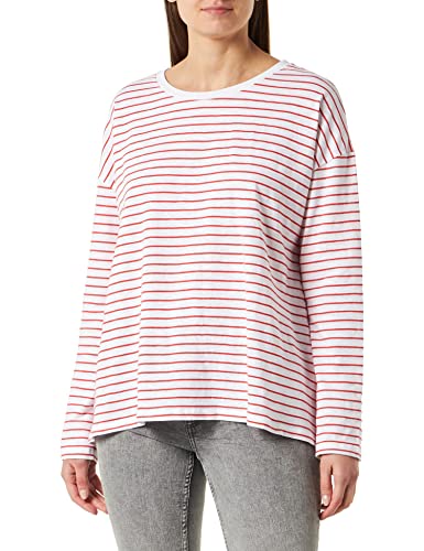 LTB Jeans Damska koszulka z długim rękawem, Off White Orange Com Stripe 13651, XS, Off White Orange Com Stripe 13651, XS