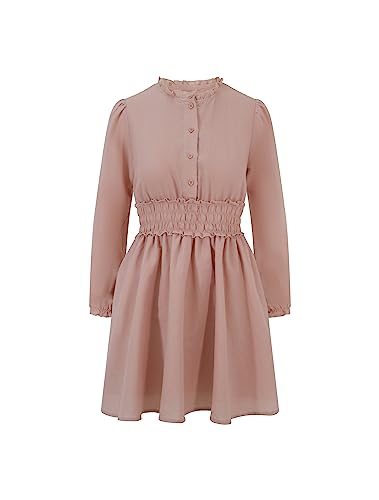 BALOU Damska bawełniana lniana sukienka mini, dusty róż, rozmiar 8, pudrowy róż, 34