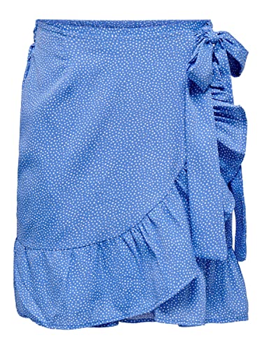 ONLY Damska spódnica z efektem zawijania, Blue Bonnet/Aop:confetti Dot, XS