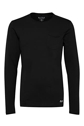 Blend BHBHNICOLAI Tee l.s. Tee l.s. męska koszulka z długim rękawem ze 100% bawełny, czarny (70155), L